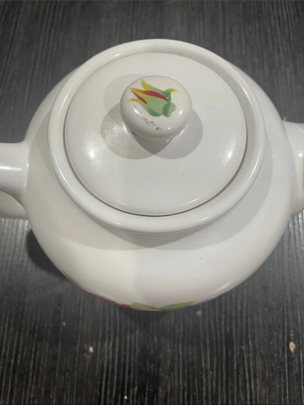 White Floral Ceramic Teapot - Unbranded